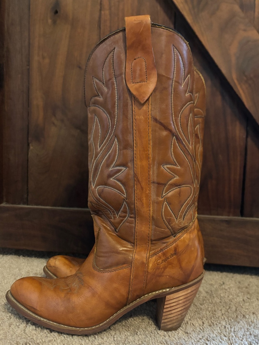 Capezio Women's Tan Leather Western Heeled Boots